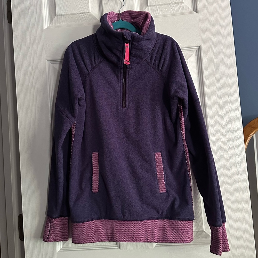 Ivivva by Lululemon size 12 purple fleece Jacket, fuzzy fur lined, 1/4 Zip, soft